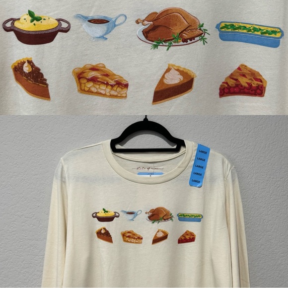 State of Mine Tops - State of‎ Mine Thanksgiving Meal Long sleeve Graphic Holiday Shirt Crew Neck